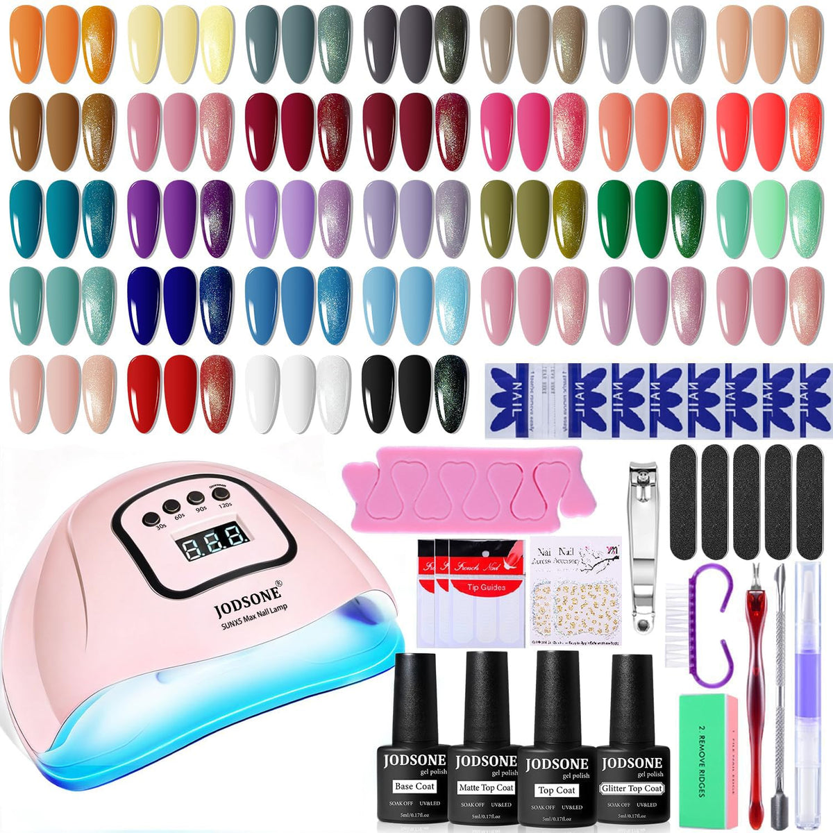 JODSONE 36Pcs Gel Nail Polish Kit including UV LED lamp and tools