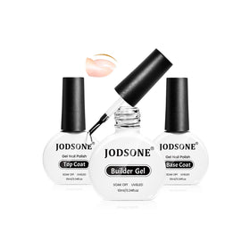 JODSONE 3Pcs 10ml Top Coat, Base Coat & Builder Gel Set front view
