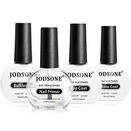 JODSONE 4 Bottle Nail Primer Base Coat Top Coat Builder Gel set front view