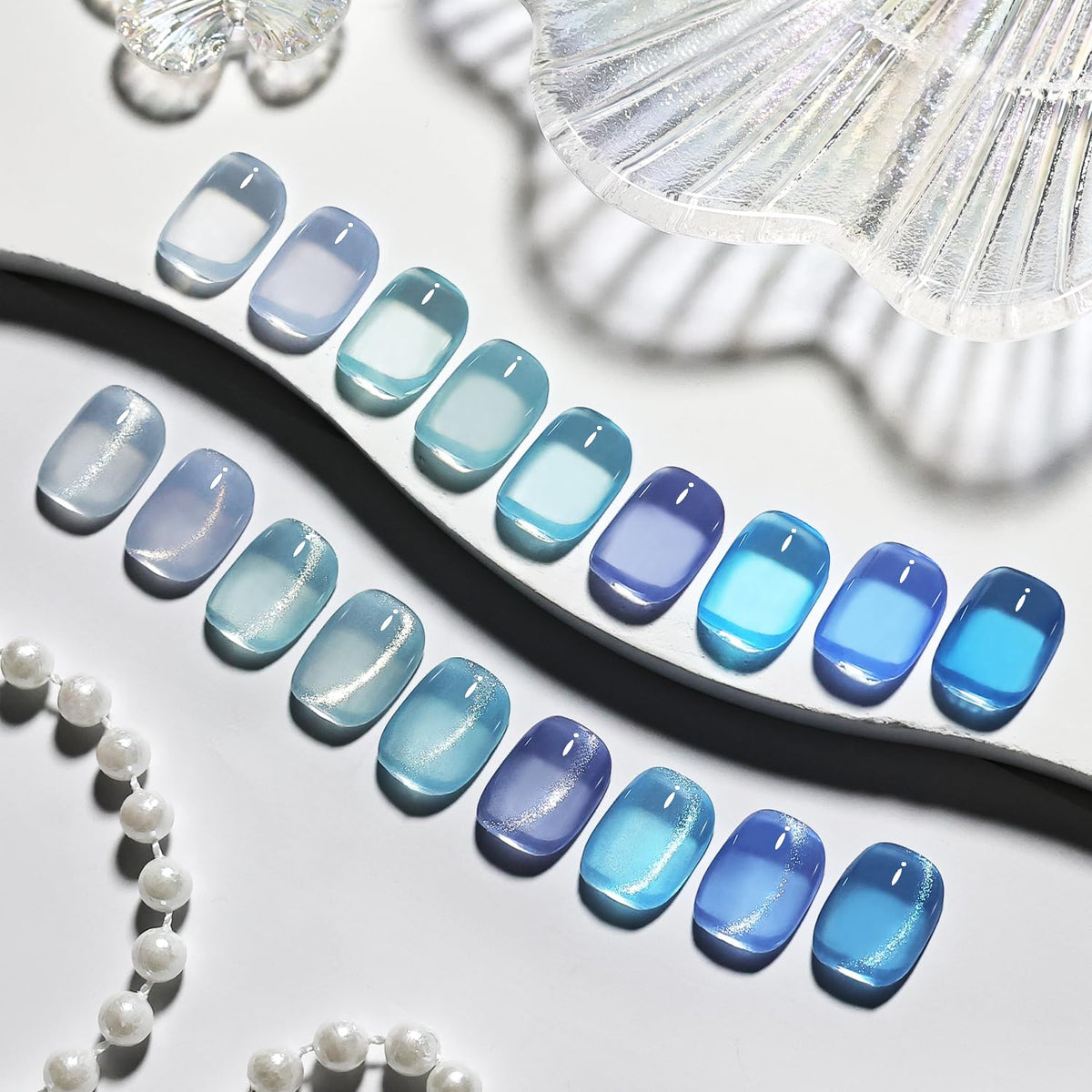 JODSONE Blue Jelly Gel Nail Polish Set with 9 bottles and accessories