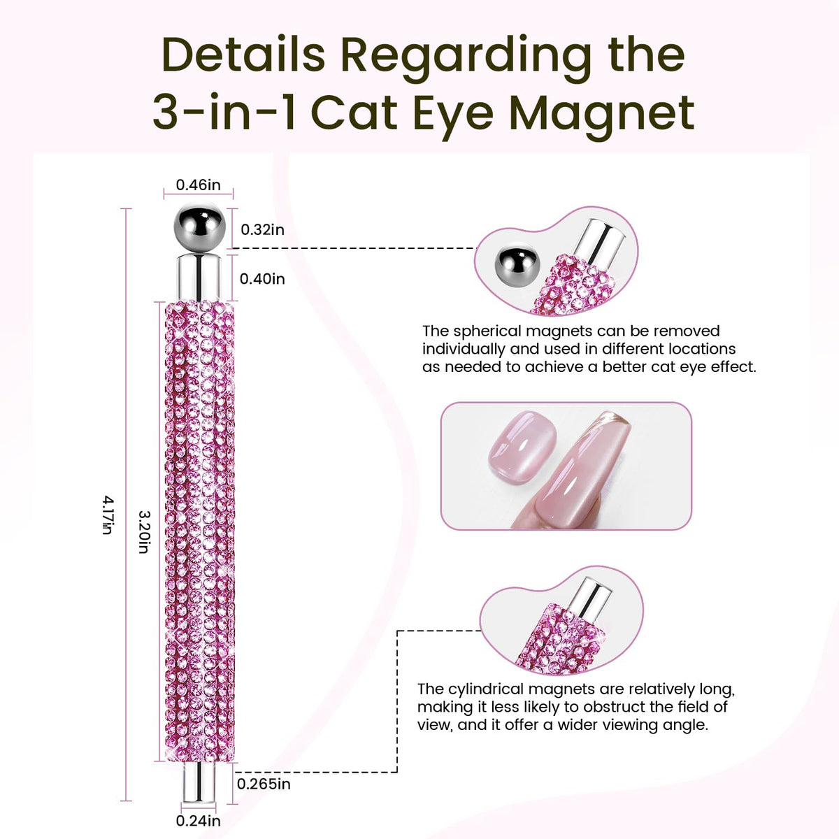 JODSONE Cat Eye Magnet Tool with decorative rhinestone handle
