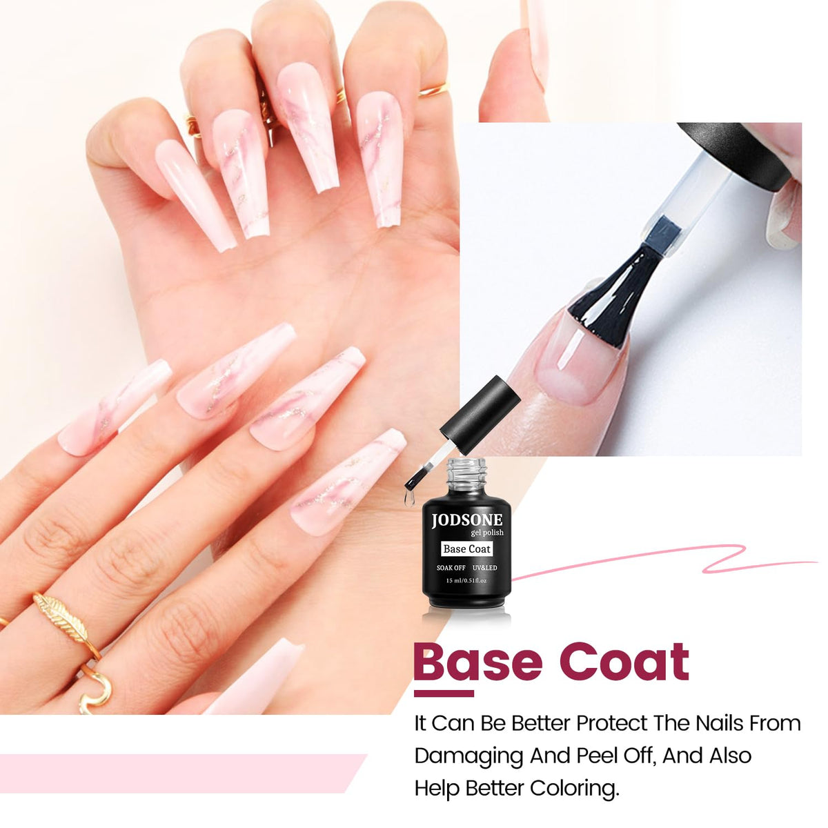 JODSONE Gel Base Coat bottle with clear polish
