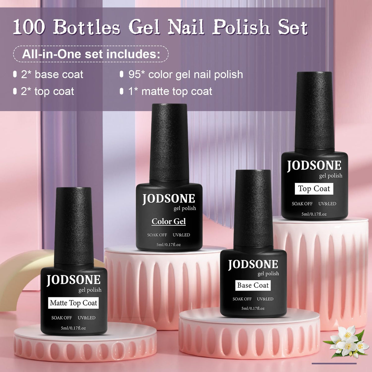 JODSONE Gel Nail Polish base and top coat bottles