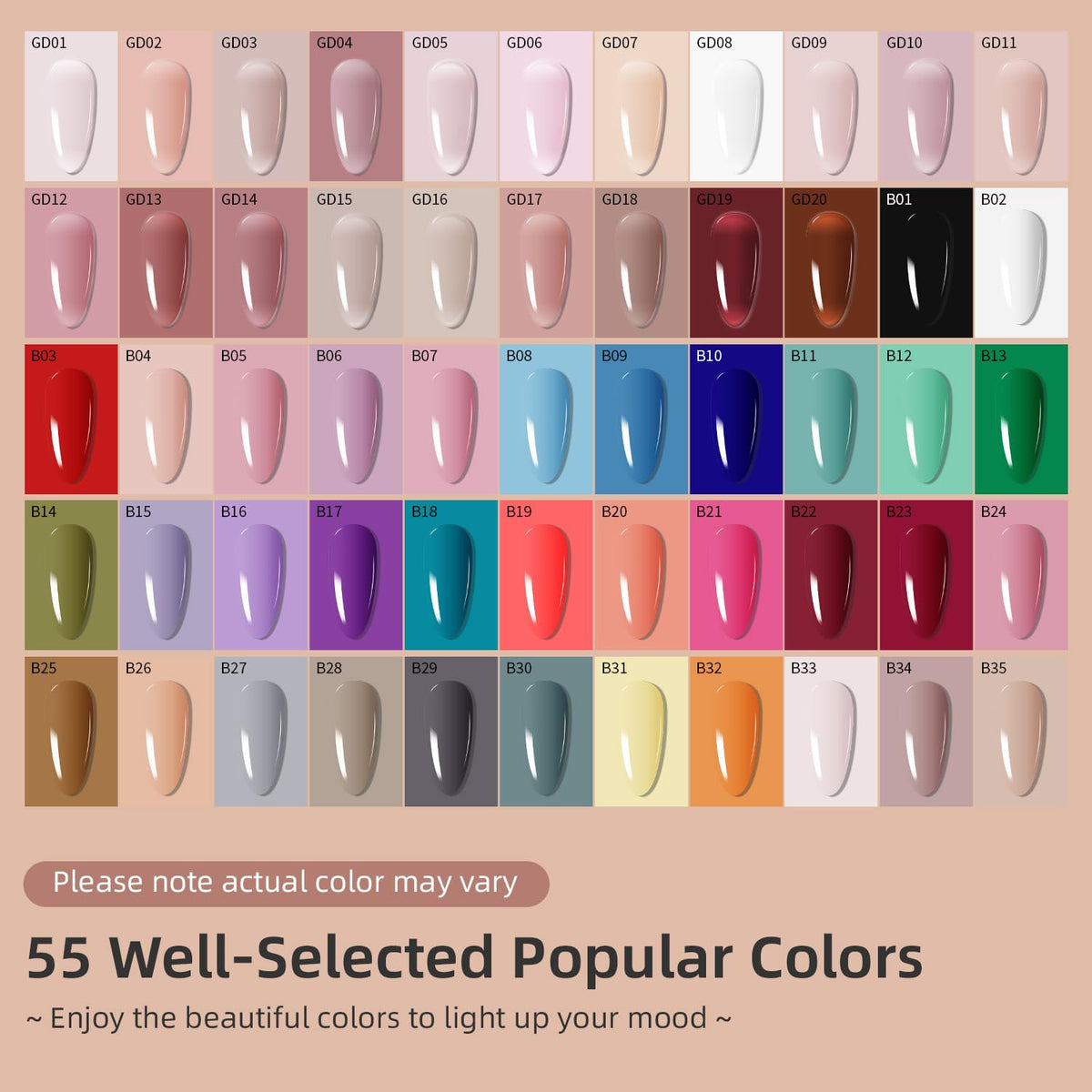 JODSONE gel nail polish bottles in various colours