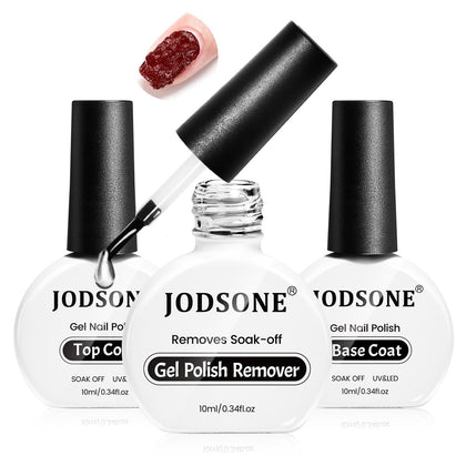 JODSONE Gel Nail Remover Set 10ml Top Coat, Base Coat, and Remover