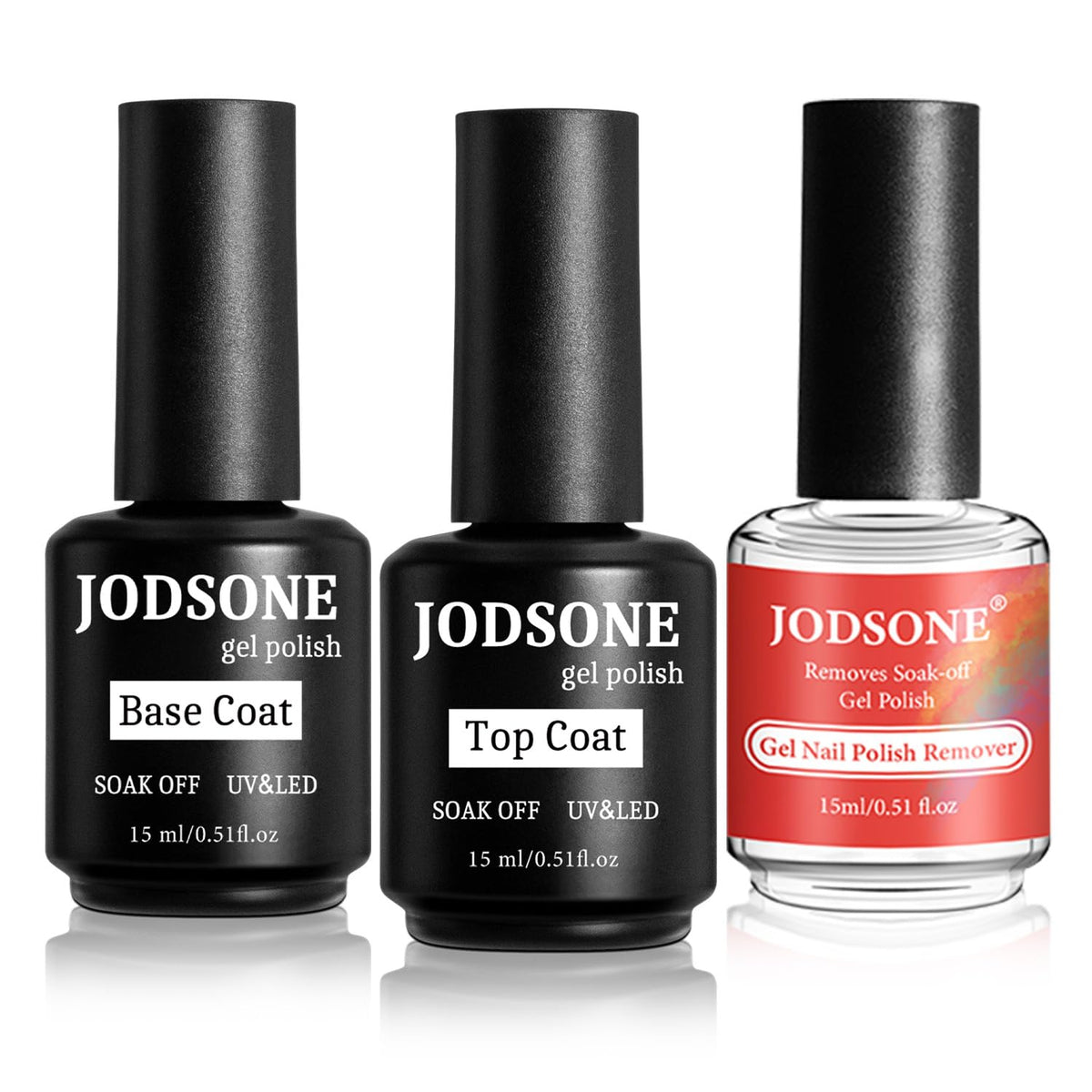 JODSONE Gel Nail Remover Set including 15ML remover, base coat and top coat