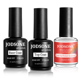 JODSONE Gel Nail Remover Set including 15ML remover, base coat and top coat