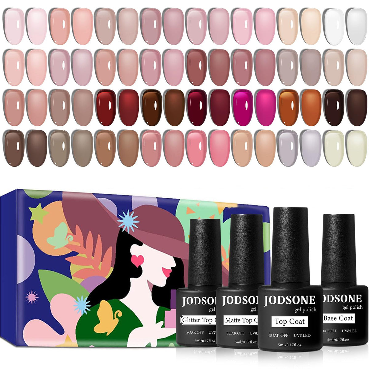 JODSONE Jelly Gel Nail Polish Set with 32 colours front view