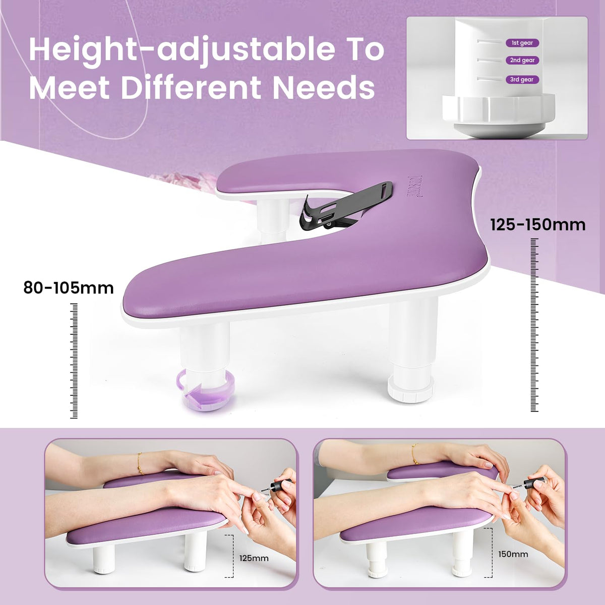 JODSONE Manicure Arm Rest with phone holder side view