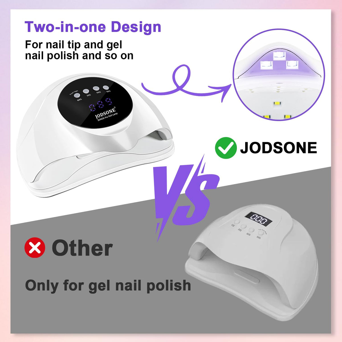 JODSONE Nail Lamp showing smart infrared sensor in action
