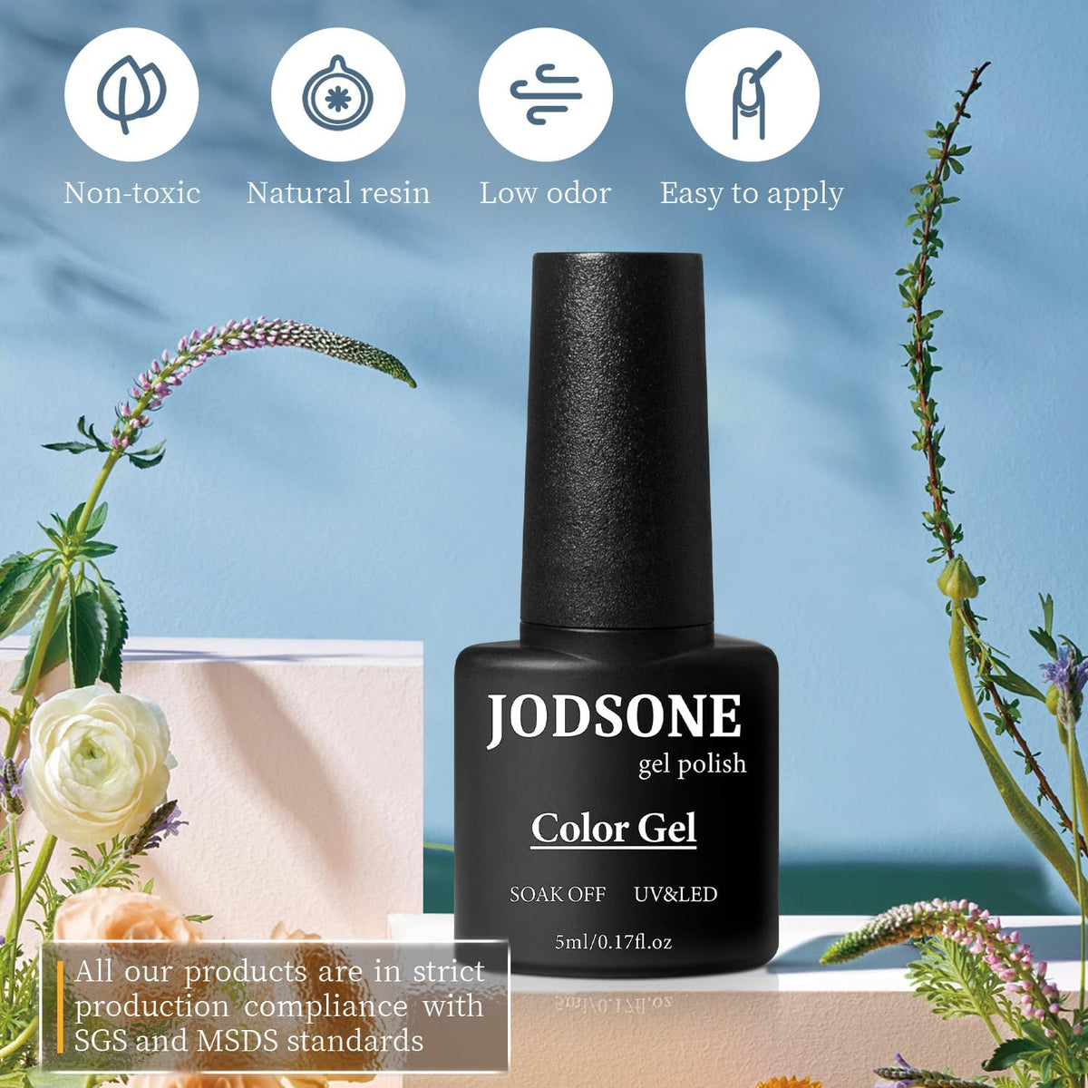JODSONE nail polish bottles arranged neatly