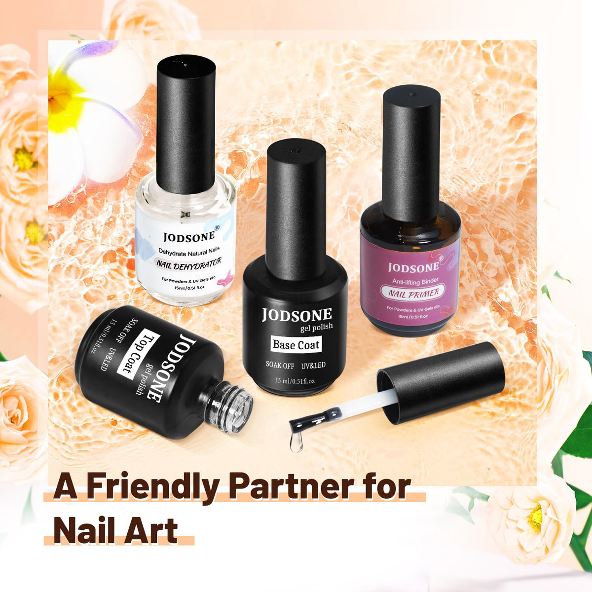 JODSONE Nail Primer Base Coat Top Coat packaging