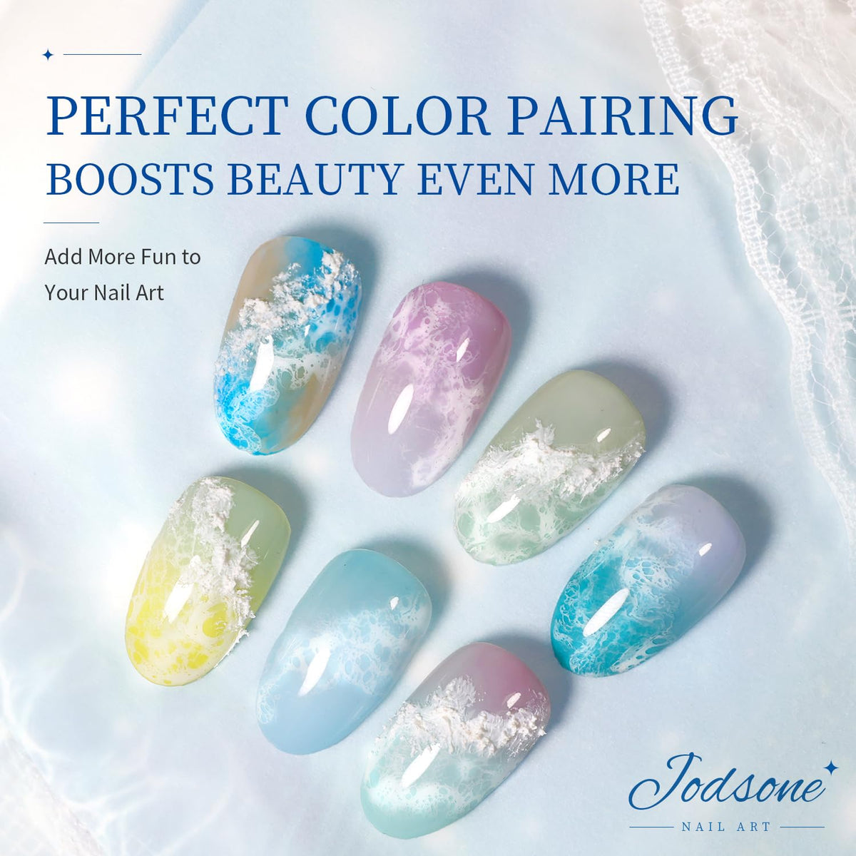 JODSONE Ocean Wave Blooming Gel Nail Polish application on nails