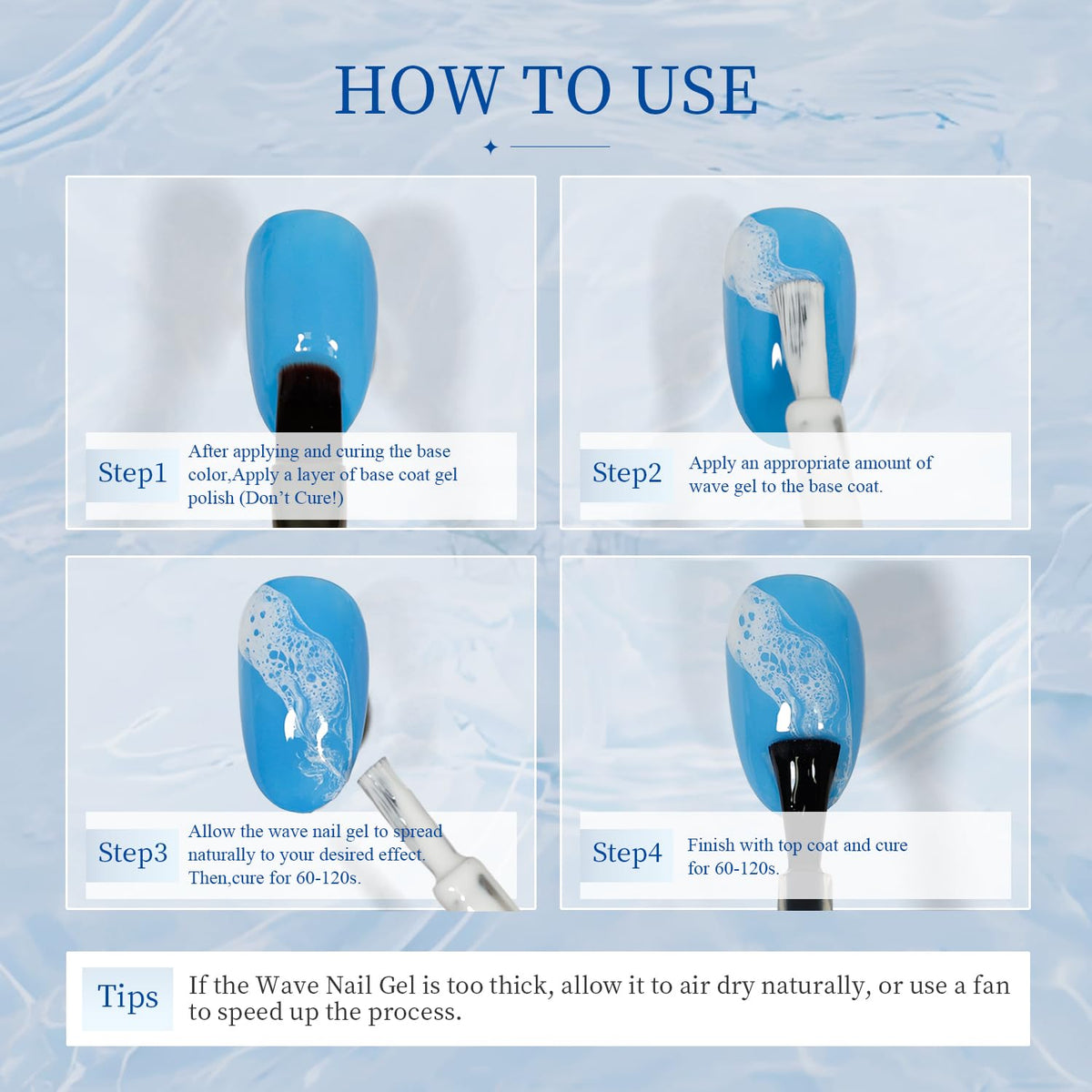 JODSONE Ocean Wave Blooming Gel Nail Polish in use with UV lamp