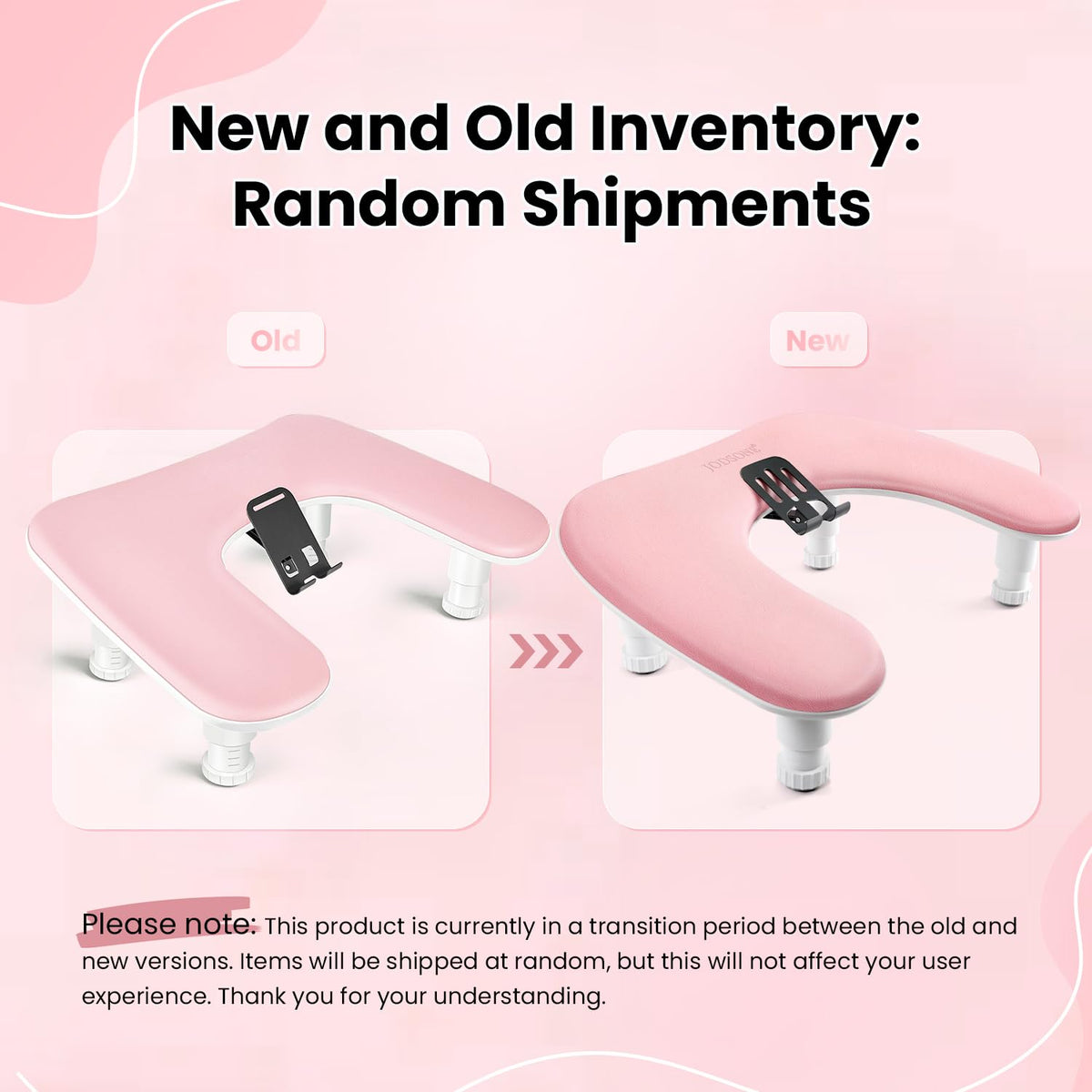 JODSONE Pink U-Shaped Manicure Arm Rest close-up of PU material