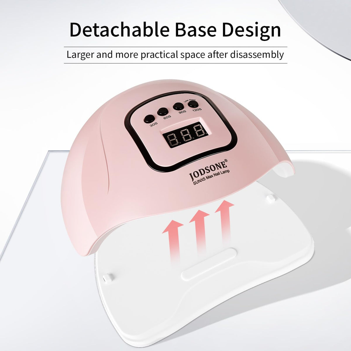 JODSONE Pink UV Nail Lamp on a vanity with decorative items
