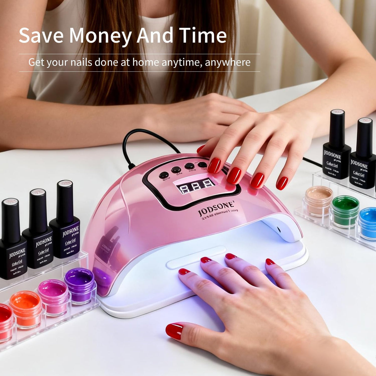 JODSONE Pink UV Nail Lamp packaging with product details