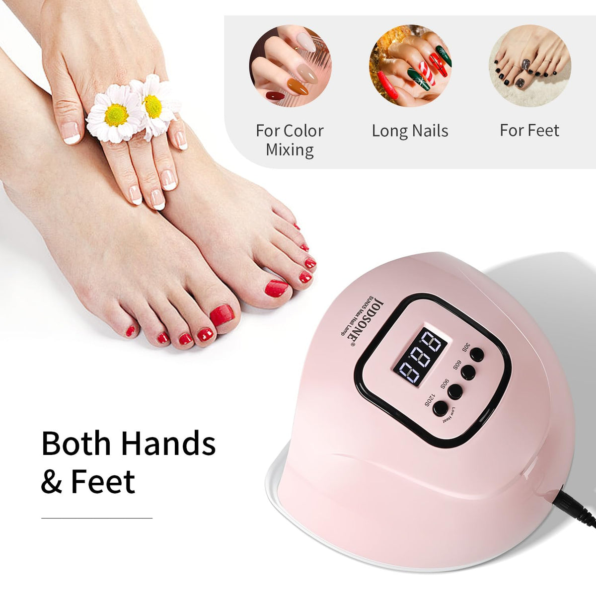 JODSONE Pink UV Nail Lamp with hand inside for curing