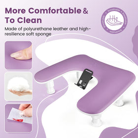 JODSONE Purple U-Shaped Manicure Arm Rest with mobile phone holder