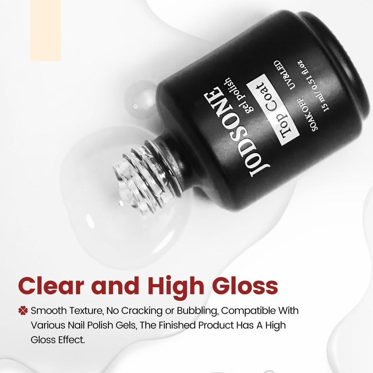 JODSONE Top Coat Gel Polish 15ML bottle with high gloss finish