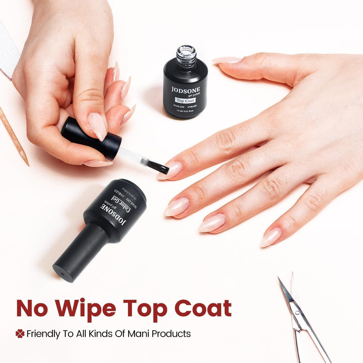 JODSONE Top Coat Gel Polish 15ML on natural nails