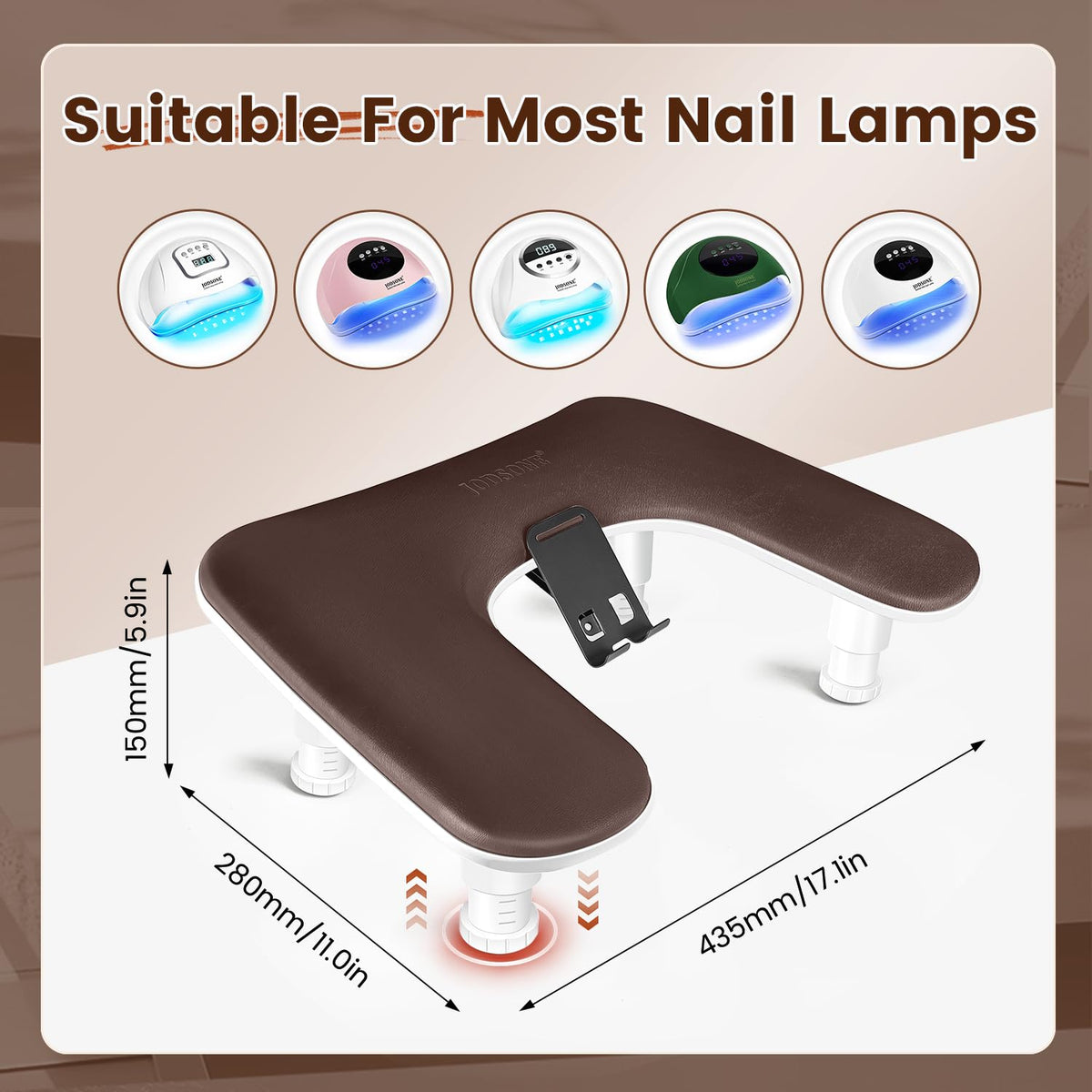 JODSONE U-Shaped Arm Rest back view with non-slip base