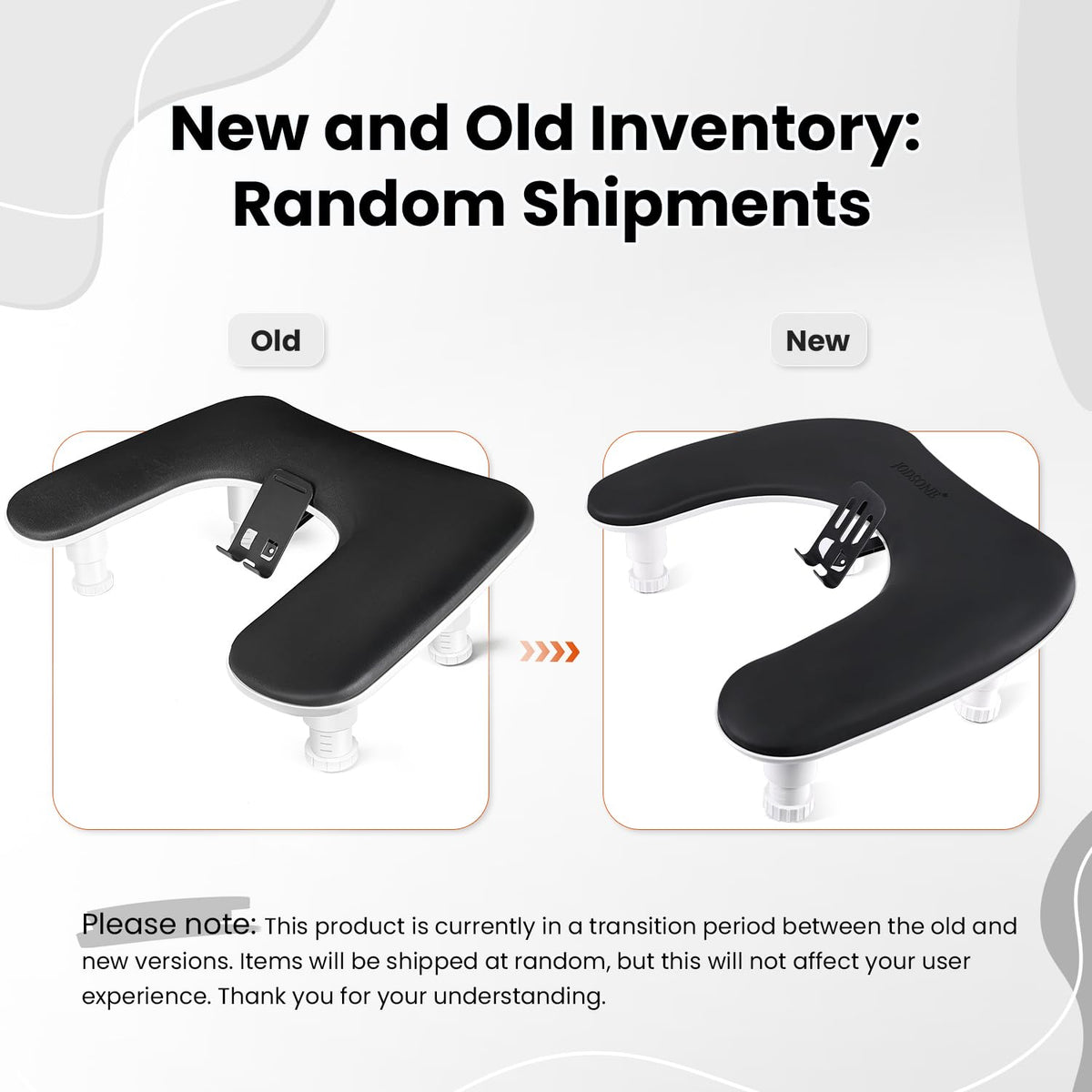 JODSONE U-Shaped Black Arm Rest side view showing adjustable height