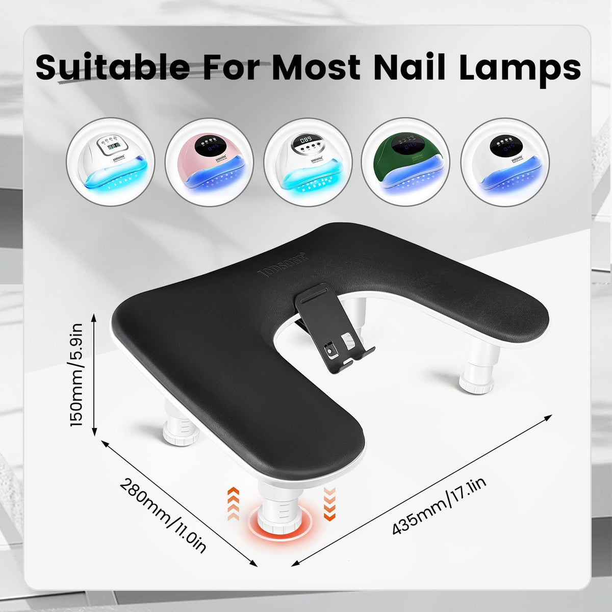 JODSONE U-Shaped Black Arm Rest with PU material close-up