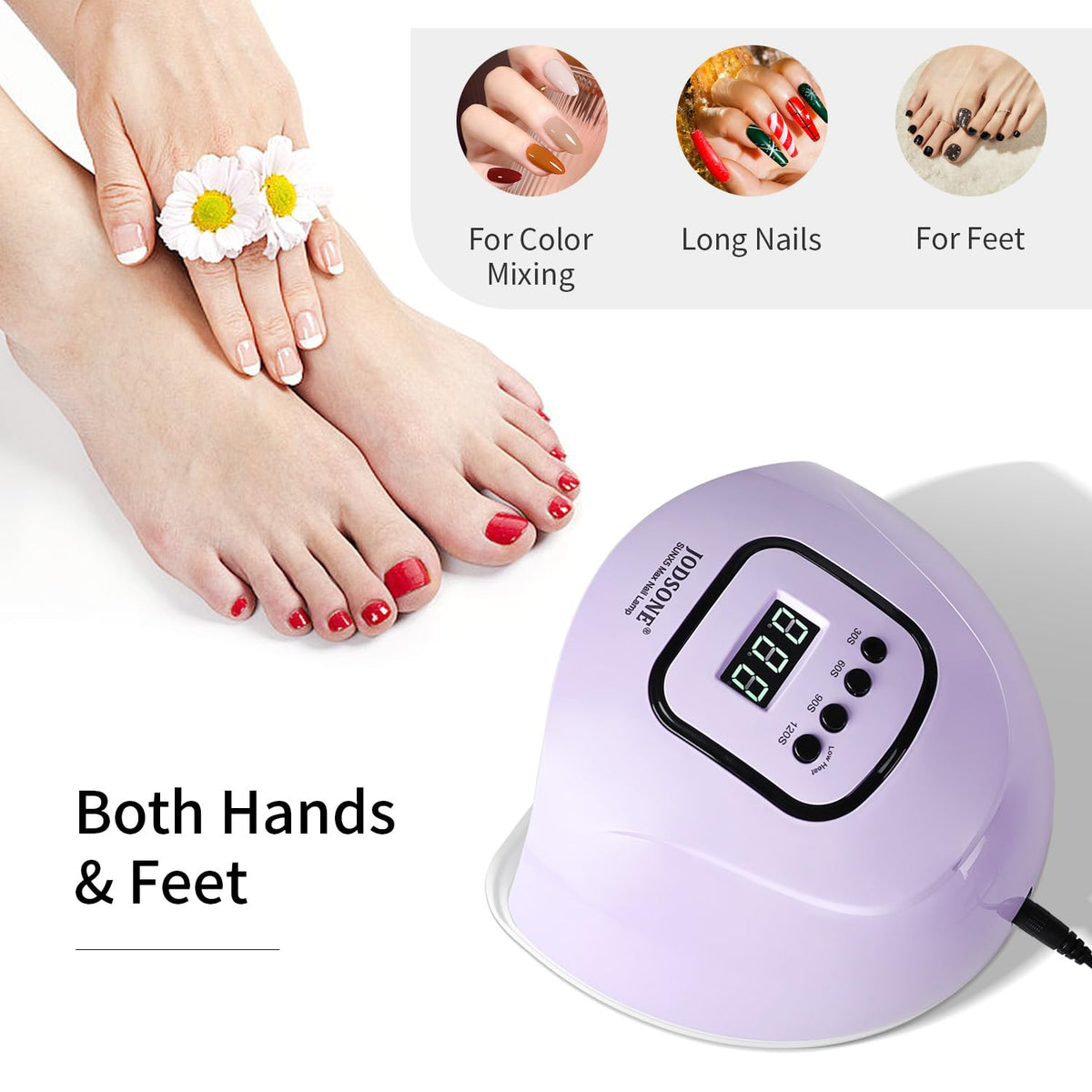 JODSONE UV LED Nail Lamp purple with accessories on a table