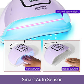 JODSONE UV LED Nail Lamp purple with hand inside for automatic sensor