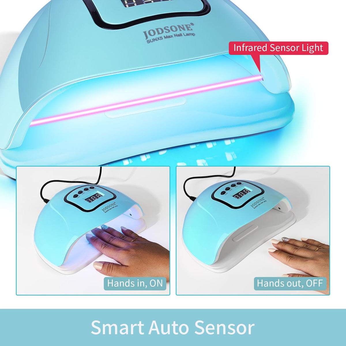 JODSONE UV LED Nail Lamp with hands inside for auto sensor