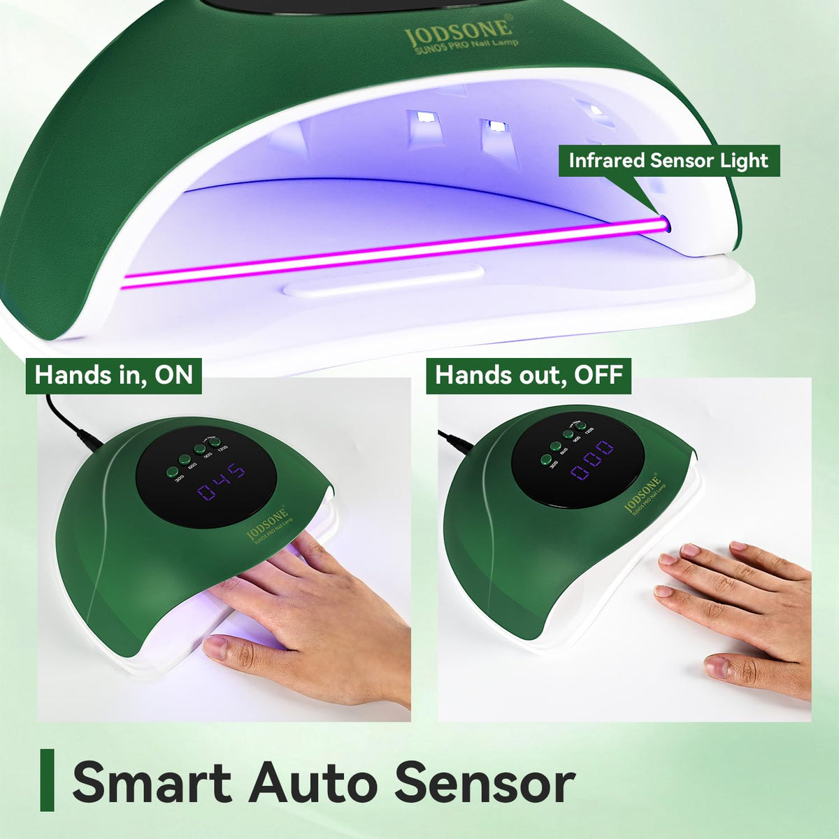 JODSONE UV Nail Lamp with hand inside for automatic activation