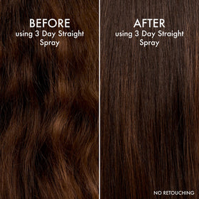 John Frieda Frizz Ease 3 Day Straight Flat Iron Spray in a bathroom setting
