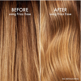 John Frieda Frizz Ease serum on a bathroom counter