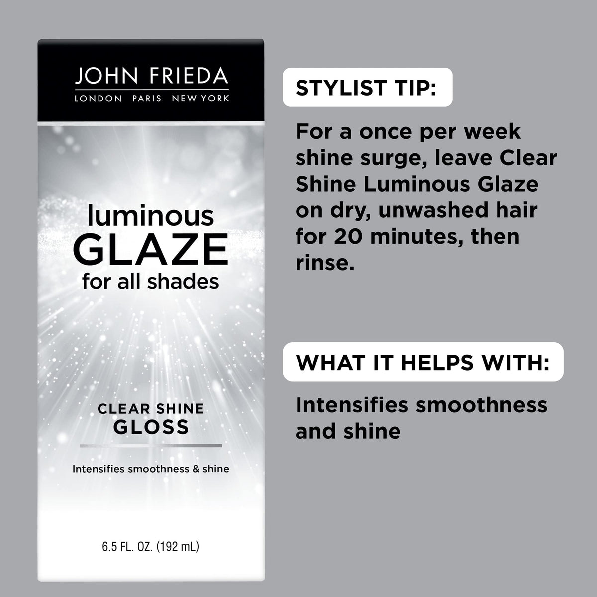 John Frieda Luminous Glaze Clear Shine Hair Gloss back view