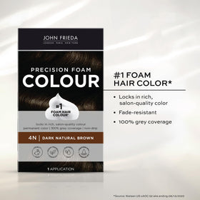 John Frieda Precision Foam Colour Dark Natural Brown 4N gloves and instructions