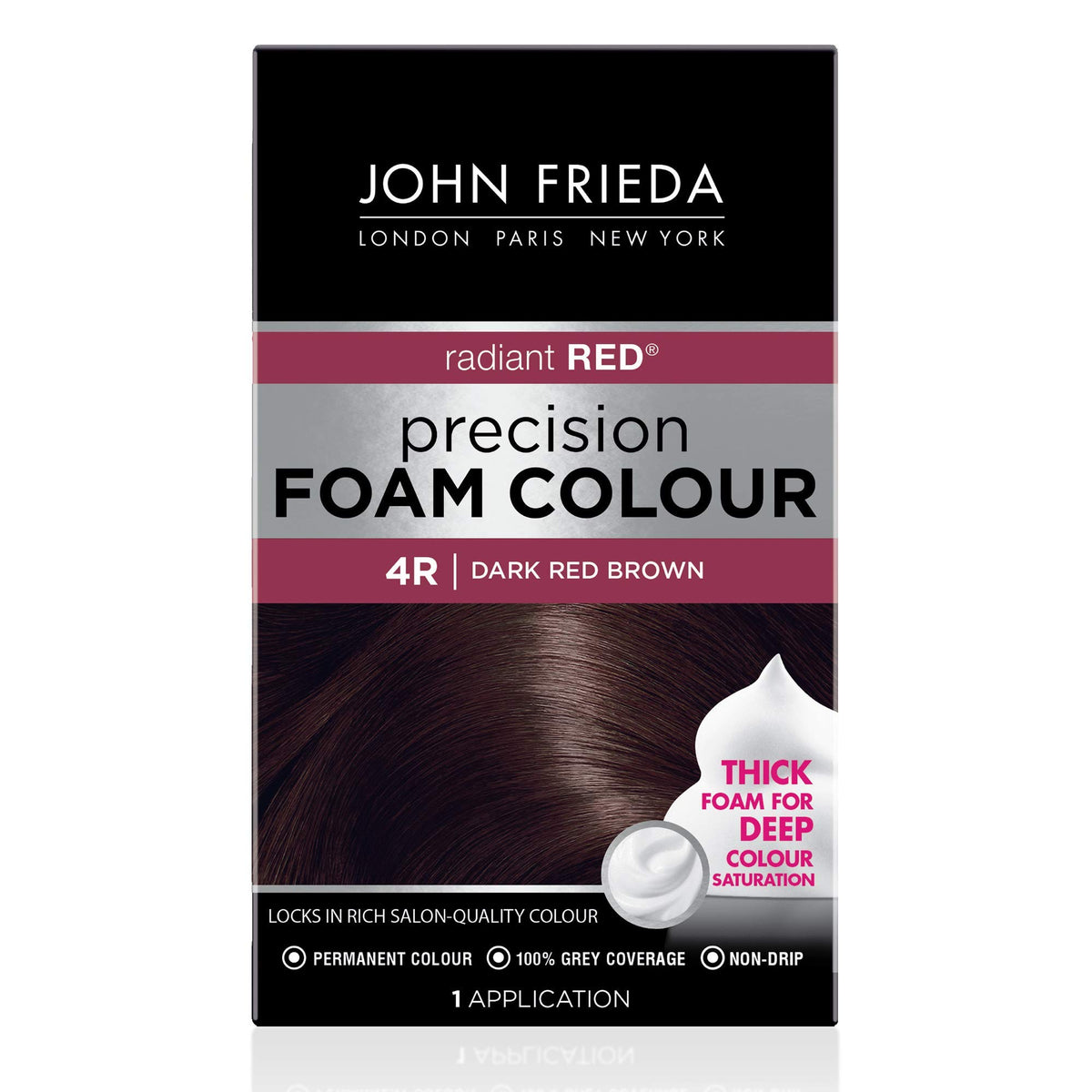 John Frieda Precision Foam Colour Dark Red Brown 4R front view