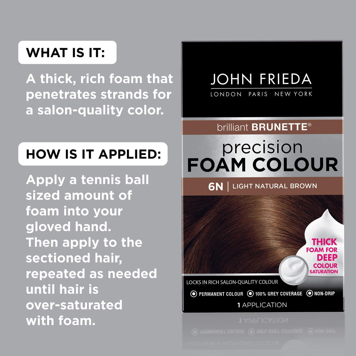 John Frieda Precision Foam Colour Light Natural Brown 6N packaging