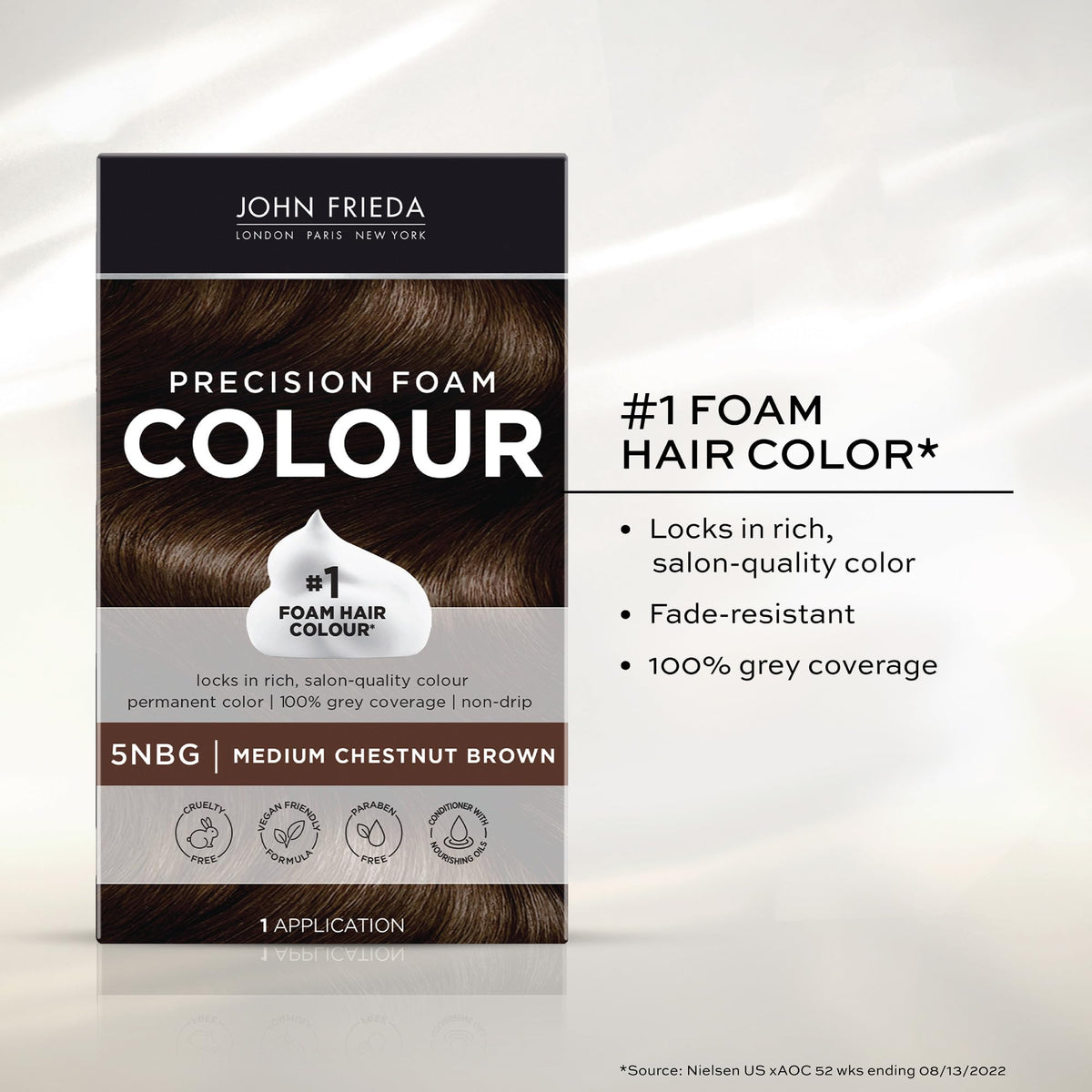 John Frieda Precision Foam Colour Medium Chestnut Brown 5NBG foam application process