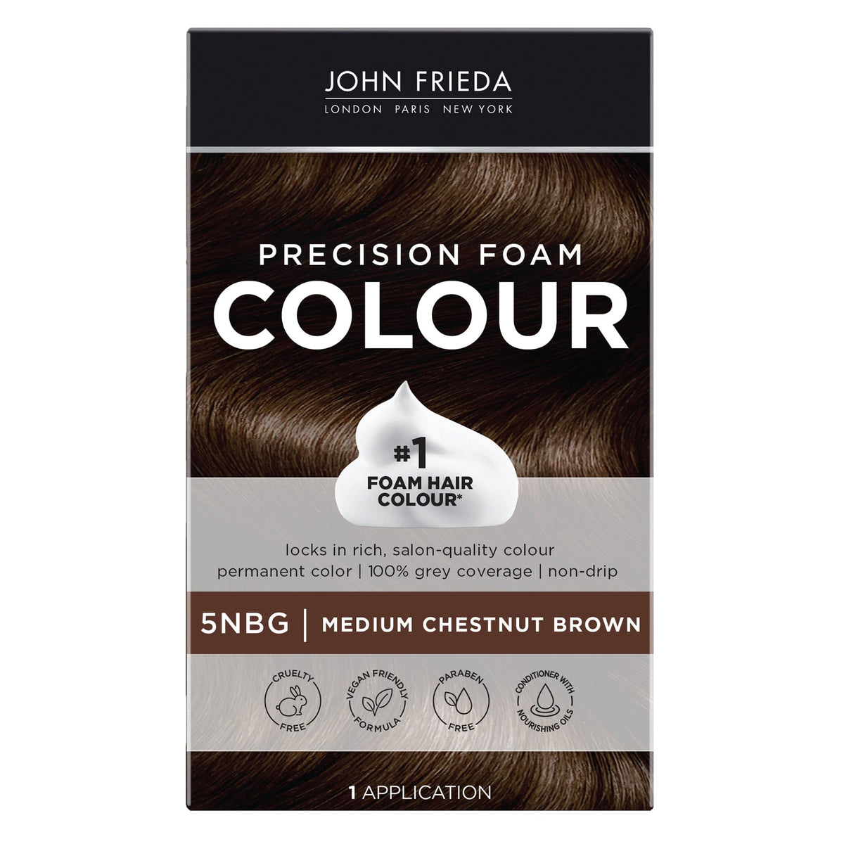 John Frieda Precision Foam Colour Medium Chestnut Brown 5NBG packaging front view