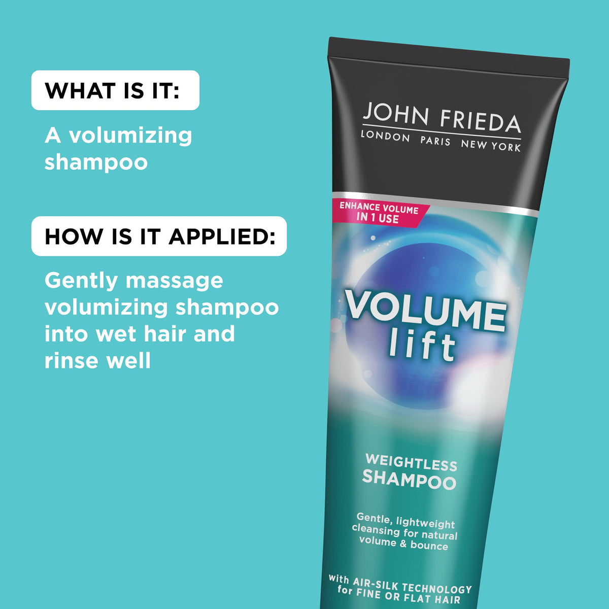 John Frieda Volume Lift Shampoo 8.45 Oz with bubbles