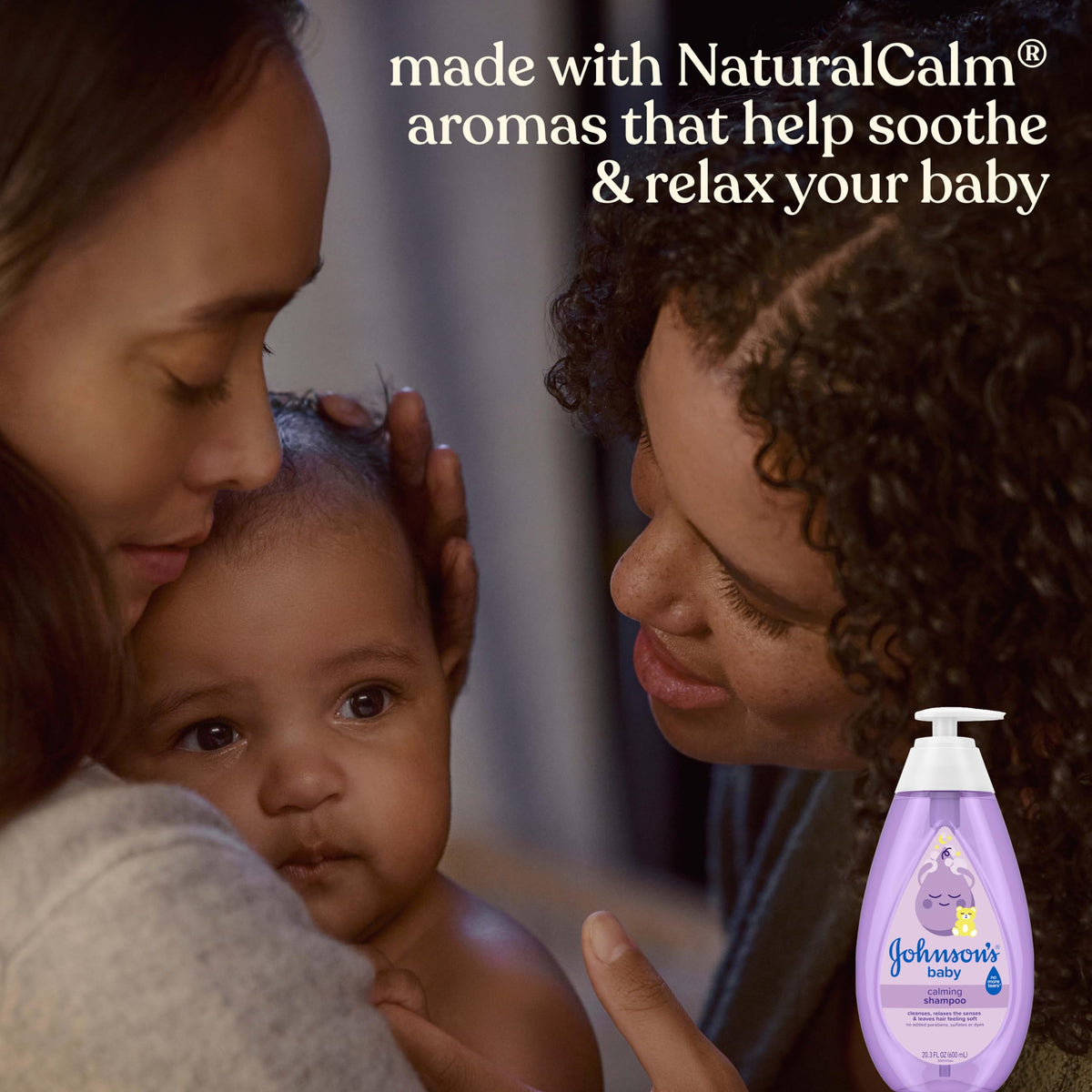 Johnson's Baby Calming Shampoo in a bathroom setting