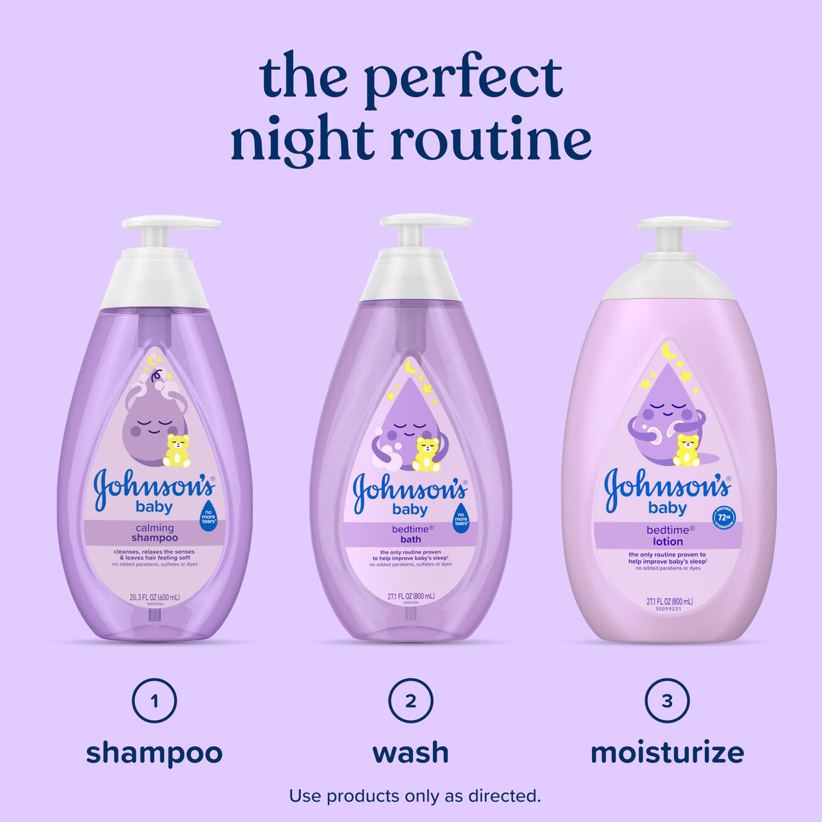 Johnson's Baby Calming Shampoo next to baby bath essentials