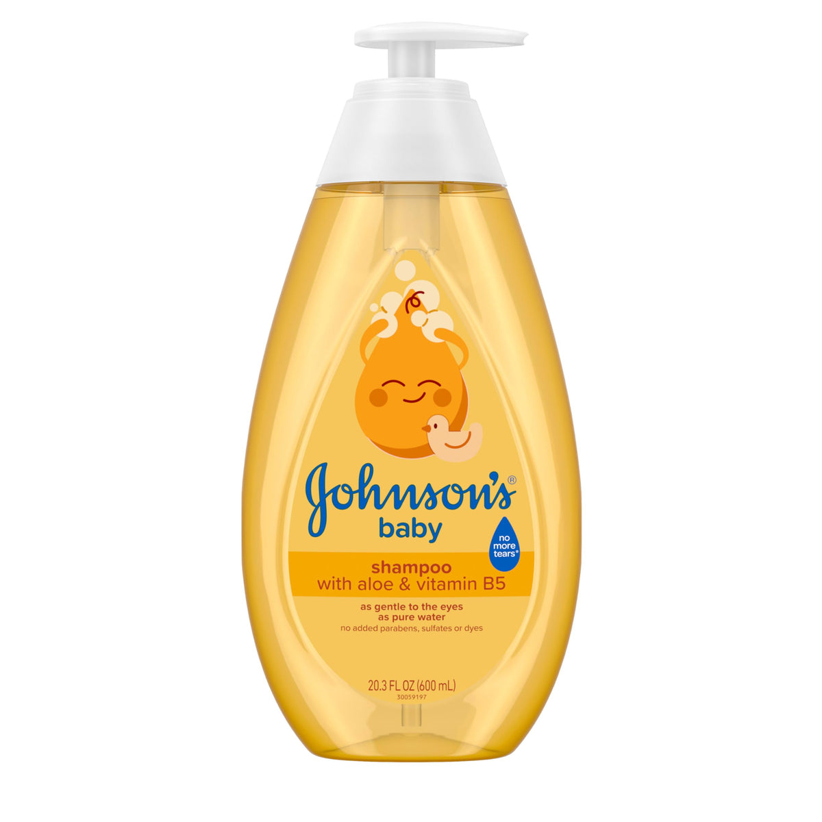 Johnson's Baby Shampoo 20.3 fl. oz front view with aloe vera and vitamin B5