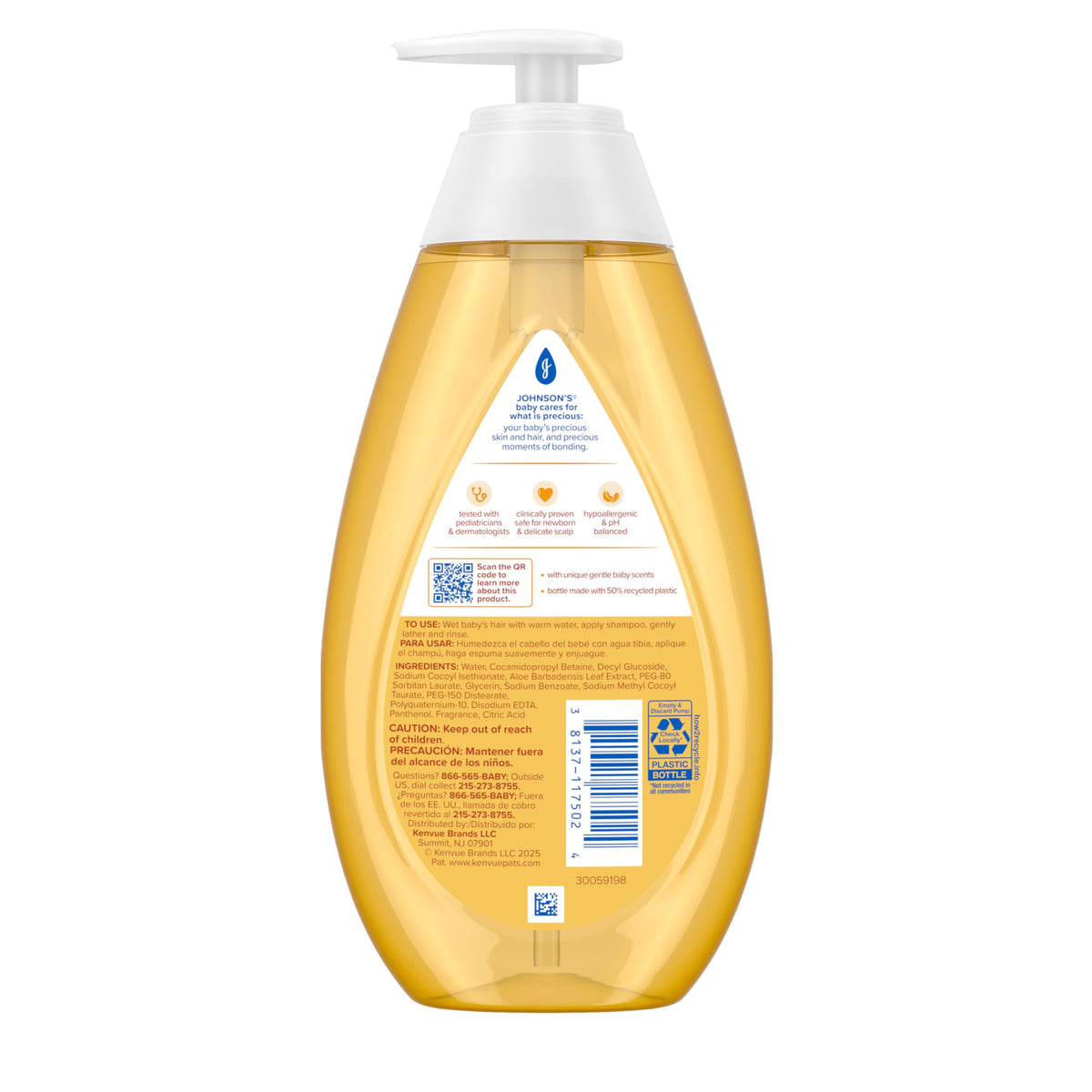 Johnson's Baby Shampoo with aloe vera and vitamin B5 on a changing table