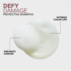 Joico Defy Damage Shampoo in a bathroom setting