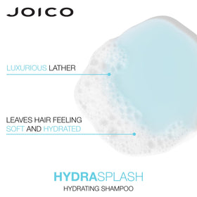 Joico HydraSplash Shampoo and Conditioner on a bathroom shelf
