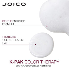 Joico K-pak Color Therapy Shampoo and Conditioner set on a bathroom shelf