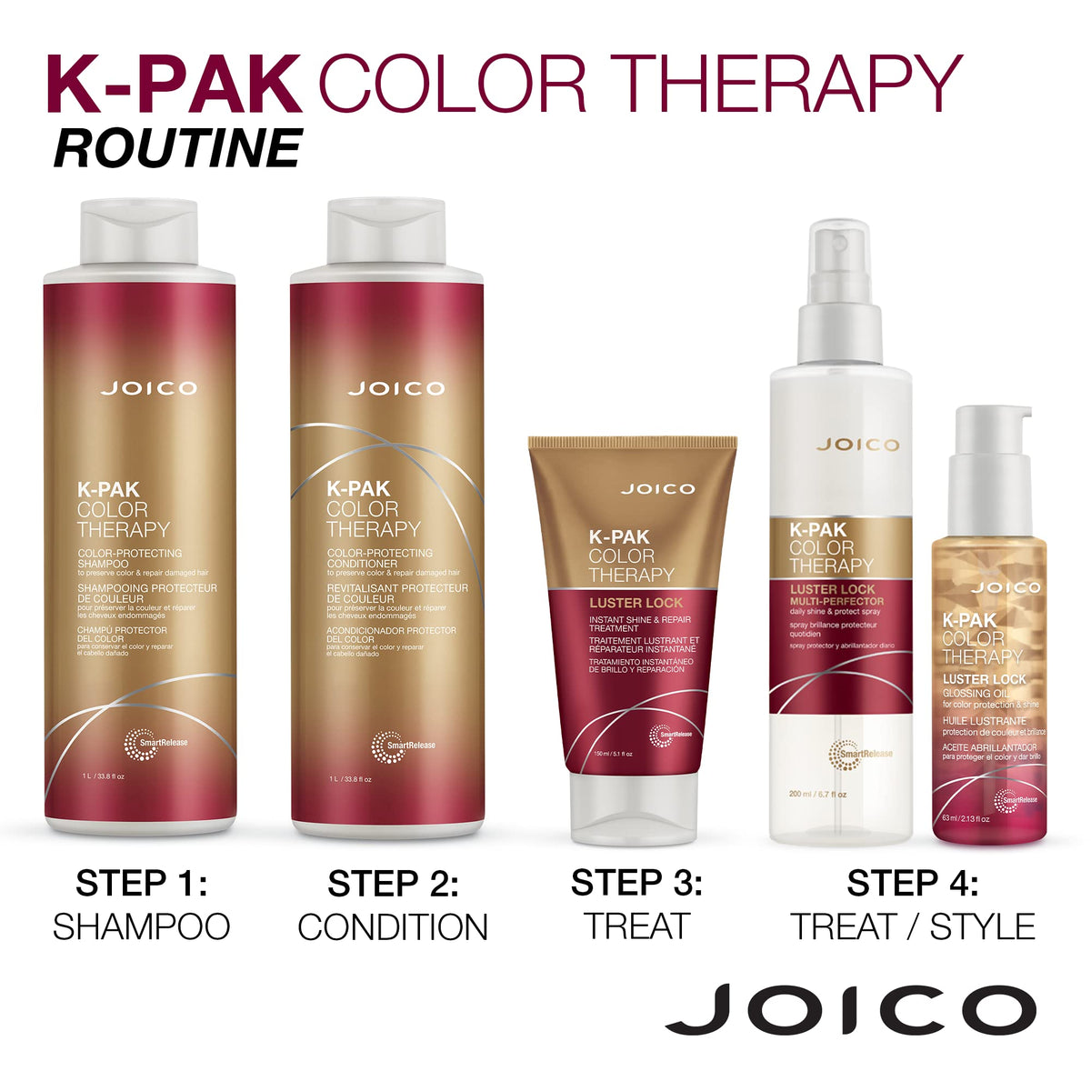 Joico K-Pak Colour Therapy Shampoo and Conditioner duo with water droplets