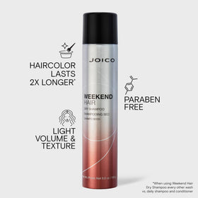 Joico Weekend Hair Dry Shampoo packaging with ingredients list